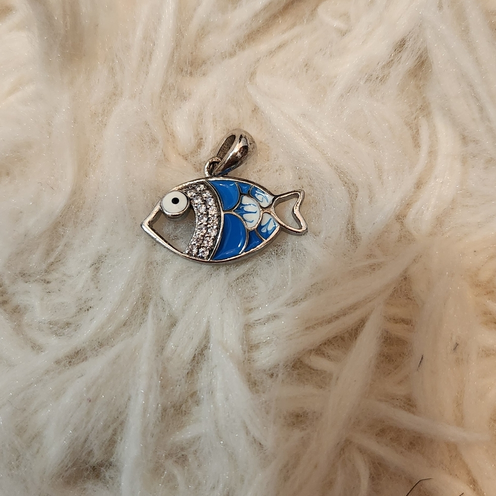 Blue and Silver Fish Pendant